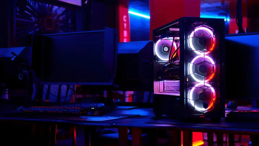 Top-end system unit for gaming computer close up.