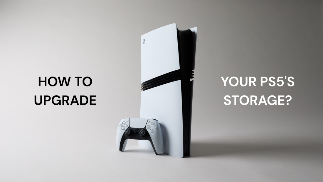 A PS5 and game control pad in the grey background