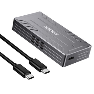Gray power bank with USB cable on a white background